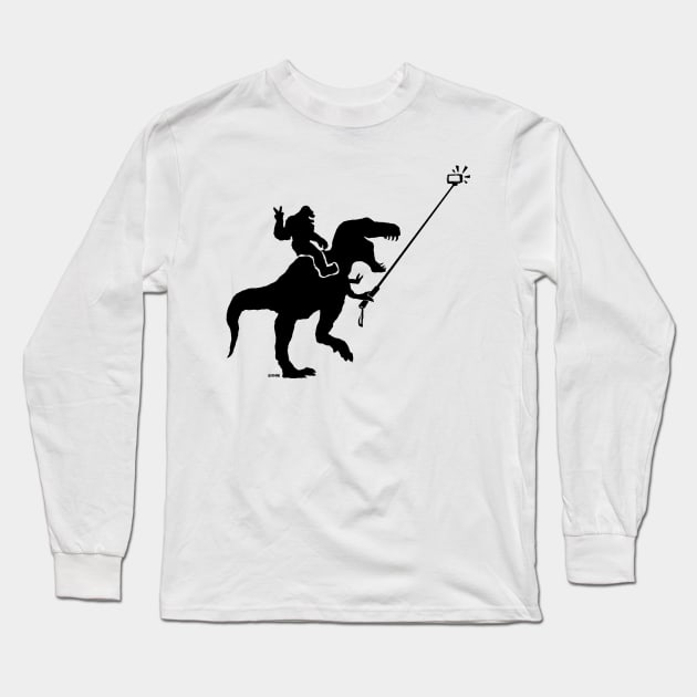 T-rex & Bigfoot Selfie Long Sleeve T-Shirt by NewSignCreation